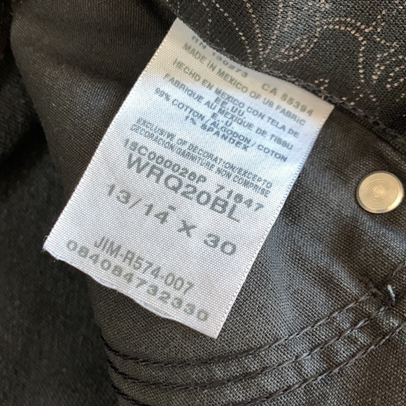 Black Q Baby Wrangler jeans 13/14x30 - Picture 6 of 11